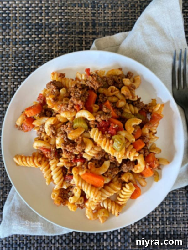 Classic American Goulash with ground beef and pasta