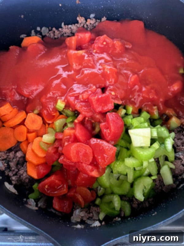 Large pot of American Goulash