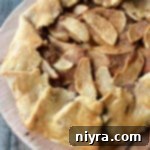 Rustic Apple Tart 18 close up of Apple Crostata on a wood board