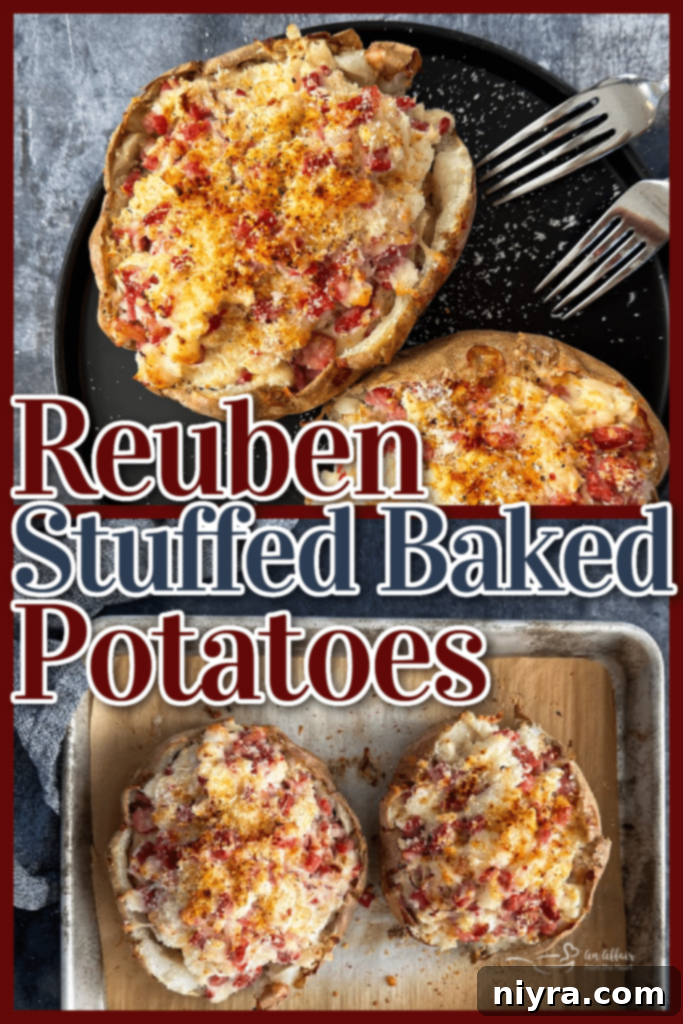 Reuben Stuffed Baked Potato with extra Thousand Island dressing
