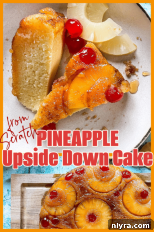Homemade Pineapple Upside Down Cake 18 Whole Pineapple Upside Down Cake on a white serving stand
