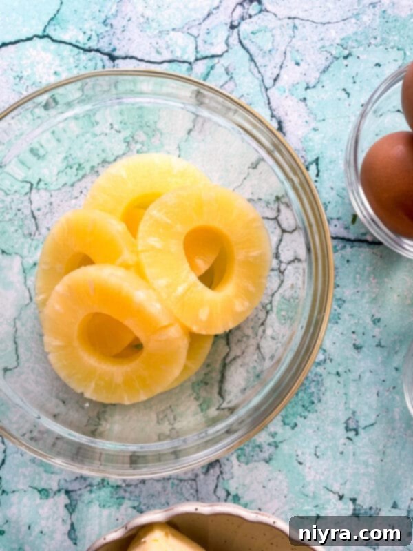 Homemade Pineapple Upside Down Cake 8 Canned pineapple slices and maraschino cherries