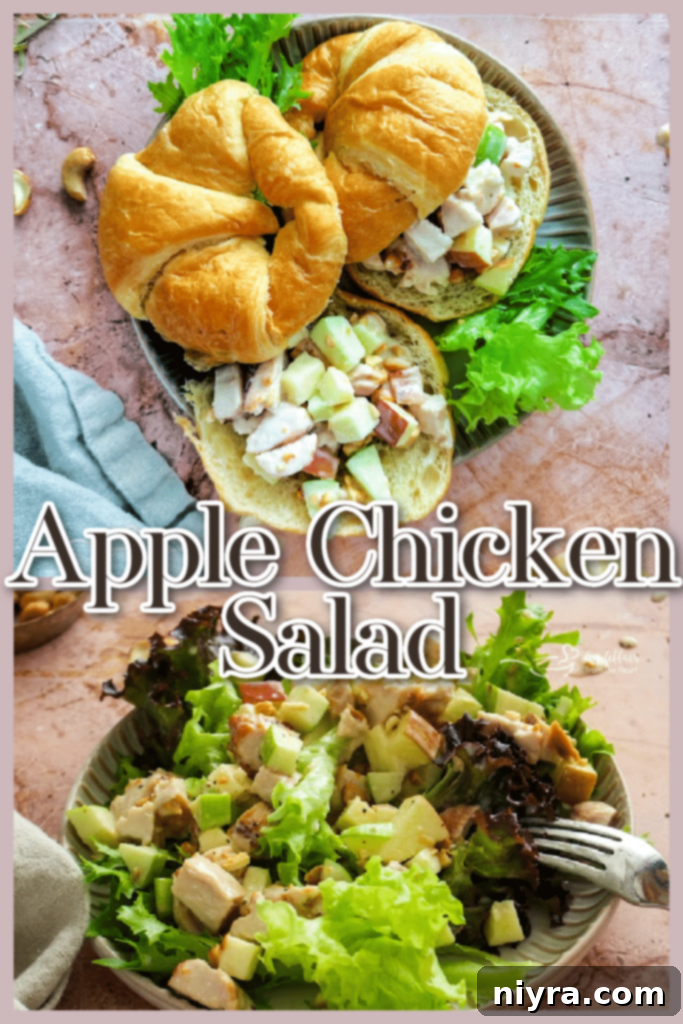 A single serving of Apple Chicken Salad in a bowl, showcasing its fresh ingredients and readiness to be eaten.