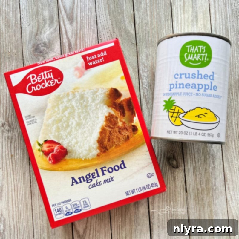 Close-up of a can of crushed pineapple, emphasizing a key ingredient