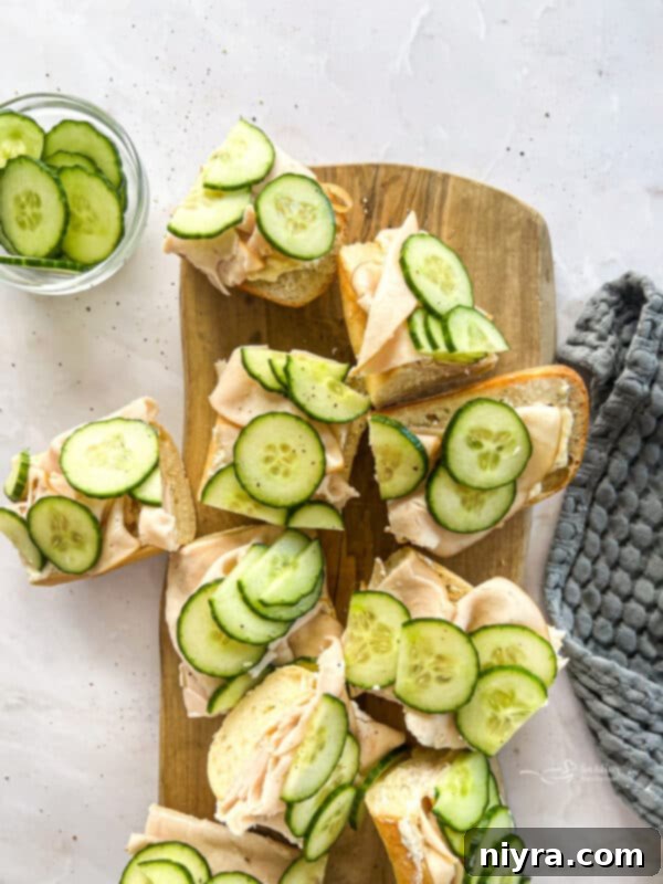 Delicious Turkey Ranch Baguettes on a serving tray, perfect for any gathering.