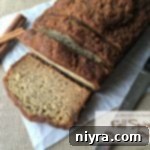Harvest Spice Banana Bread 2 Close up of Fall Spiced Banana Bread on a white napkin