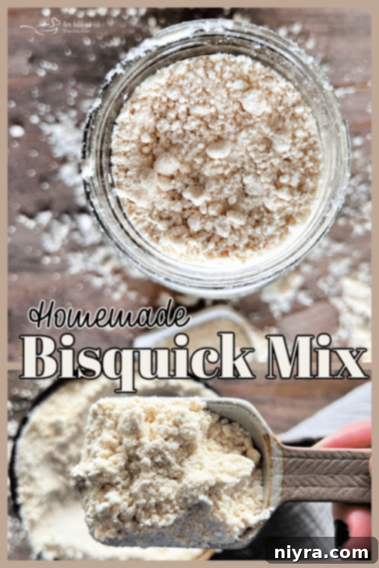 Homemade Bisquick mix on a kitchen counter