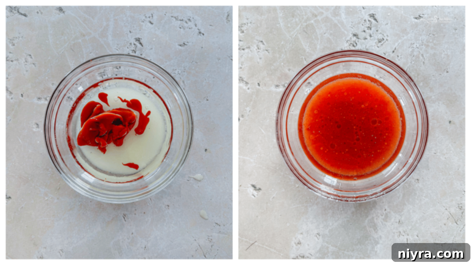 Whisking dressing ingredients in a bowl.