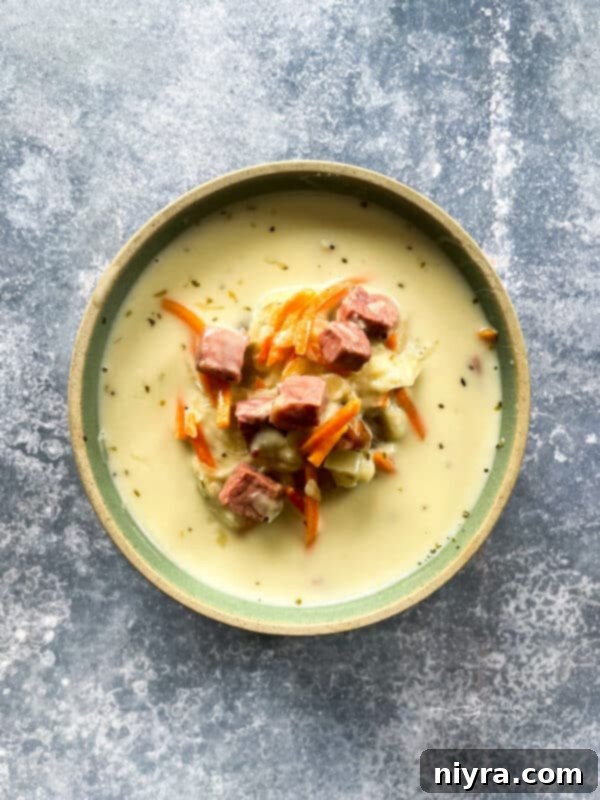 Reuben Chowder 13 Individual ingredients for Cream of Reuben Soup before preparation.