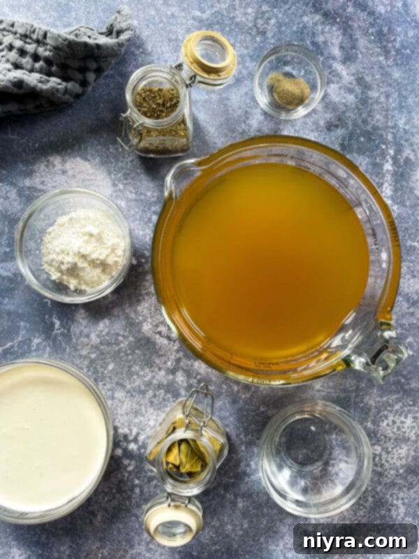 Reuben Chowder 3 Close-up of Cream of Reuben Soup ingredients, ready for cooking.