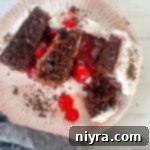 slice of black forest cake on plate