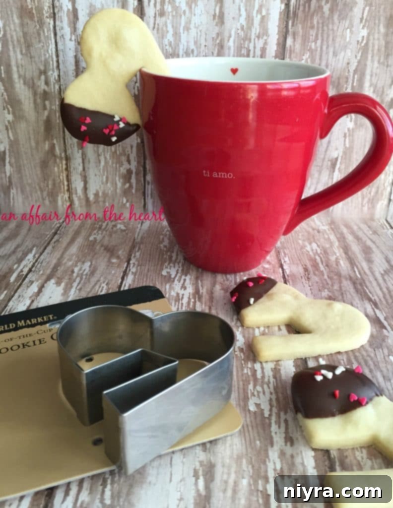 Enrobed Shortbread Delights 5 Detailed shot of the 'Side of the Cup' heart cookie cutter.