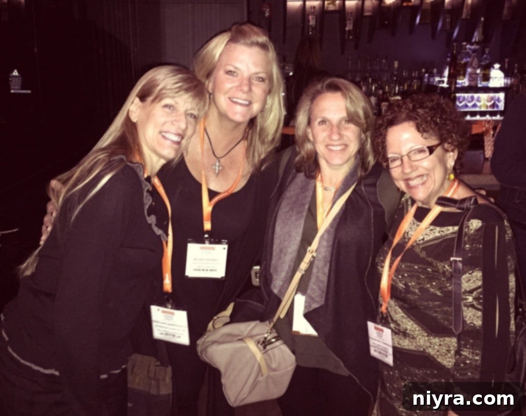 Bloggers at a conference, including Michelle and the author