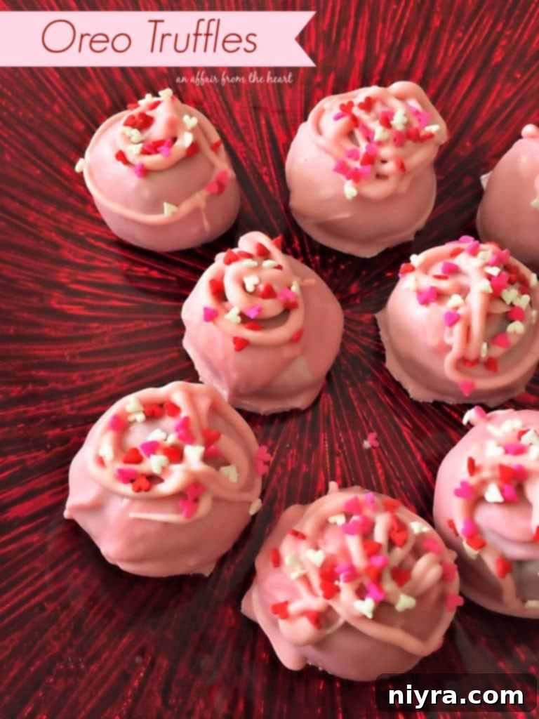 A festive display of Oreo Truffles on a decorative plate, ready to be served