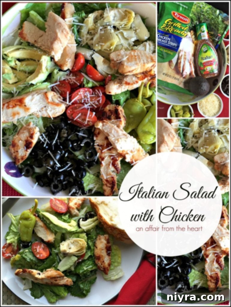 Delicious Italian Salad with Grilled Chicken, Olives, and Artichokes