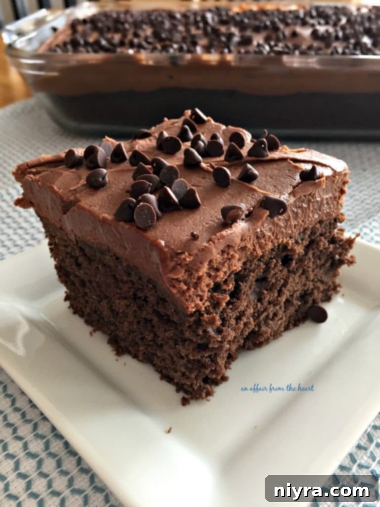 Decadent Chocolate Banana Bake 3 Slice of Chocolate Banana Cake with thick sour cream chocolate frosting