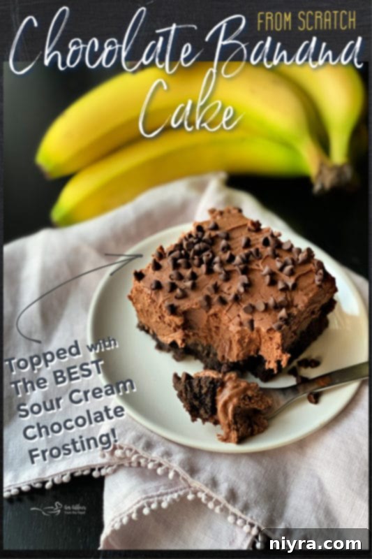 Decadent Chocolate Banana Bake 7 Pinterest graphic: Baked Chicken Taquitos (placeholder image - should be Chocolate Banana Cake)