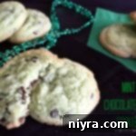 Refreshing Mint Chocolate Chip Cookies 7 Mint Chocolate Chip Cookies on a black cloth with text "mint chocolate chip cookies"