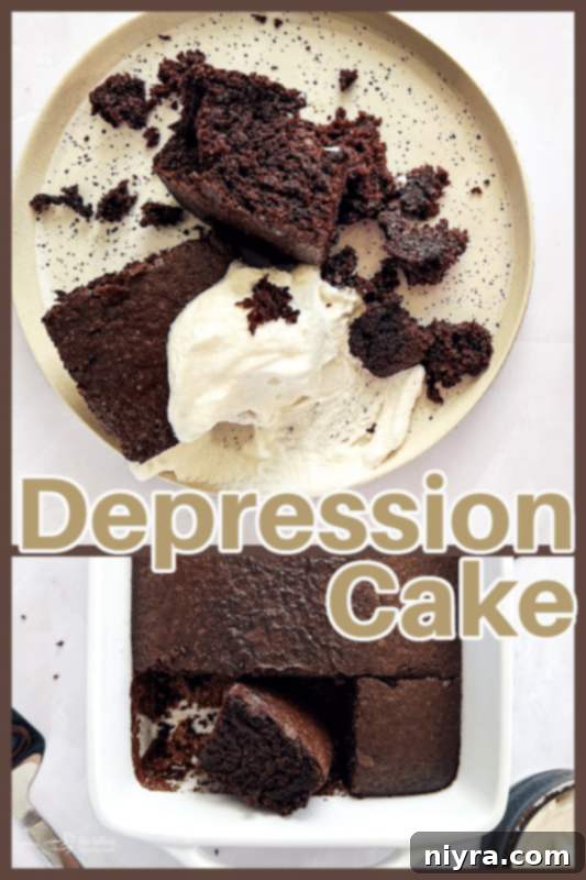 A slice of Depression Cake with a 