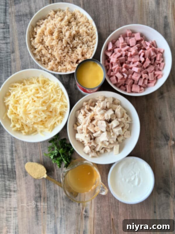 Preparing the creamy sauce for Chicken Cordon Bleu Casserole