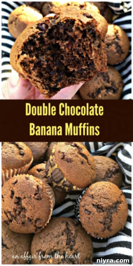 Delicious homemade double chocolate banana muffins arranged on a serving plate, showcasing their inviting texture.