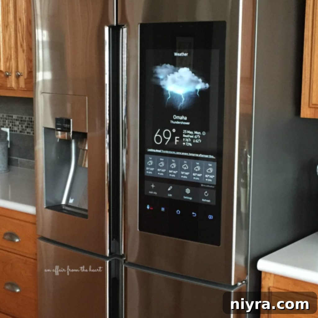 Mocha Chocolate Chip Icebox Delight 6 Samsung Family Hub Refrigerator Displaying Weather