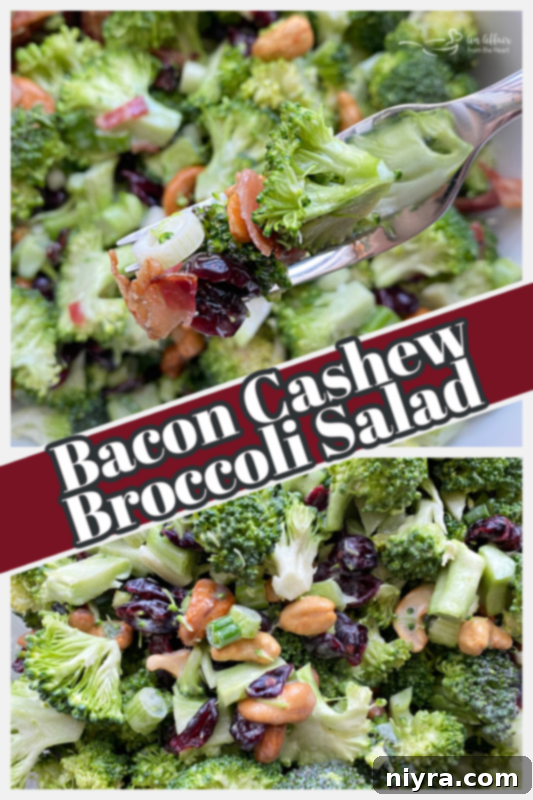 Graphic for bacon cashew broccoli salad
