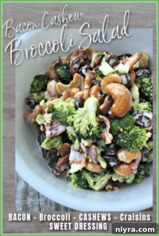 Graphic for bacon cashew broccoli salad