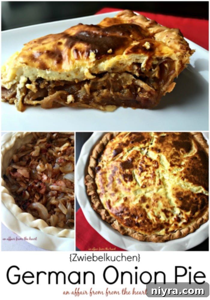German Onion Tart 4 A close-up shot of a baked German Onion Pie, golden and inviting, ready to be served.