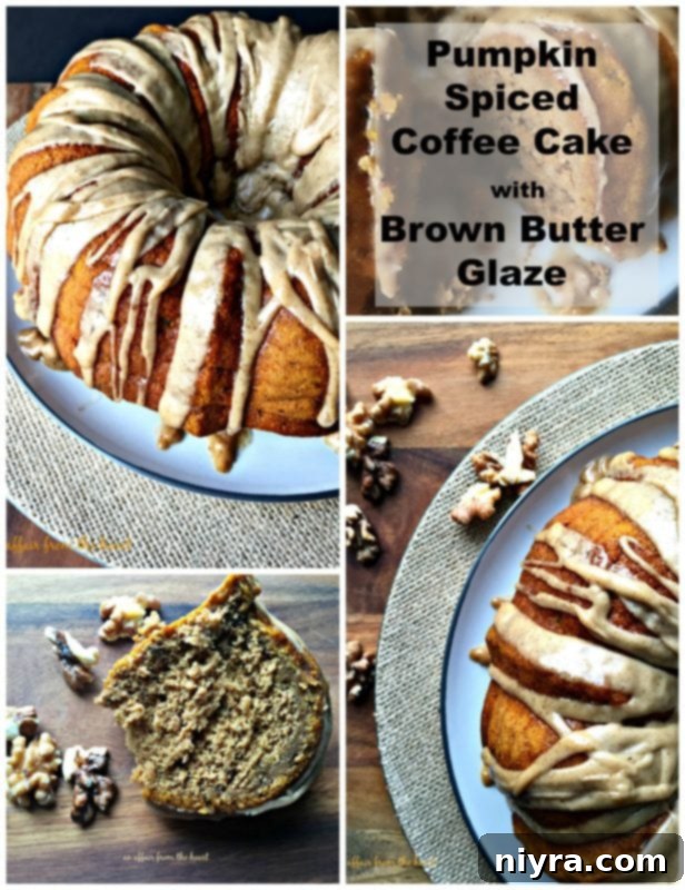 Full Pumpkin Spiced Coffee Cake with Glaze, ready to serve