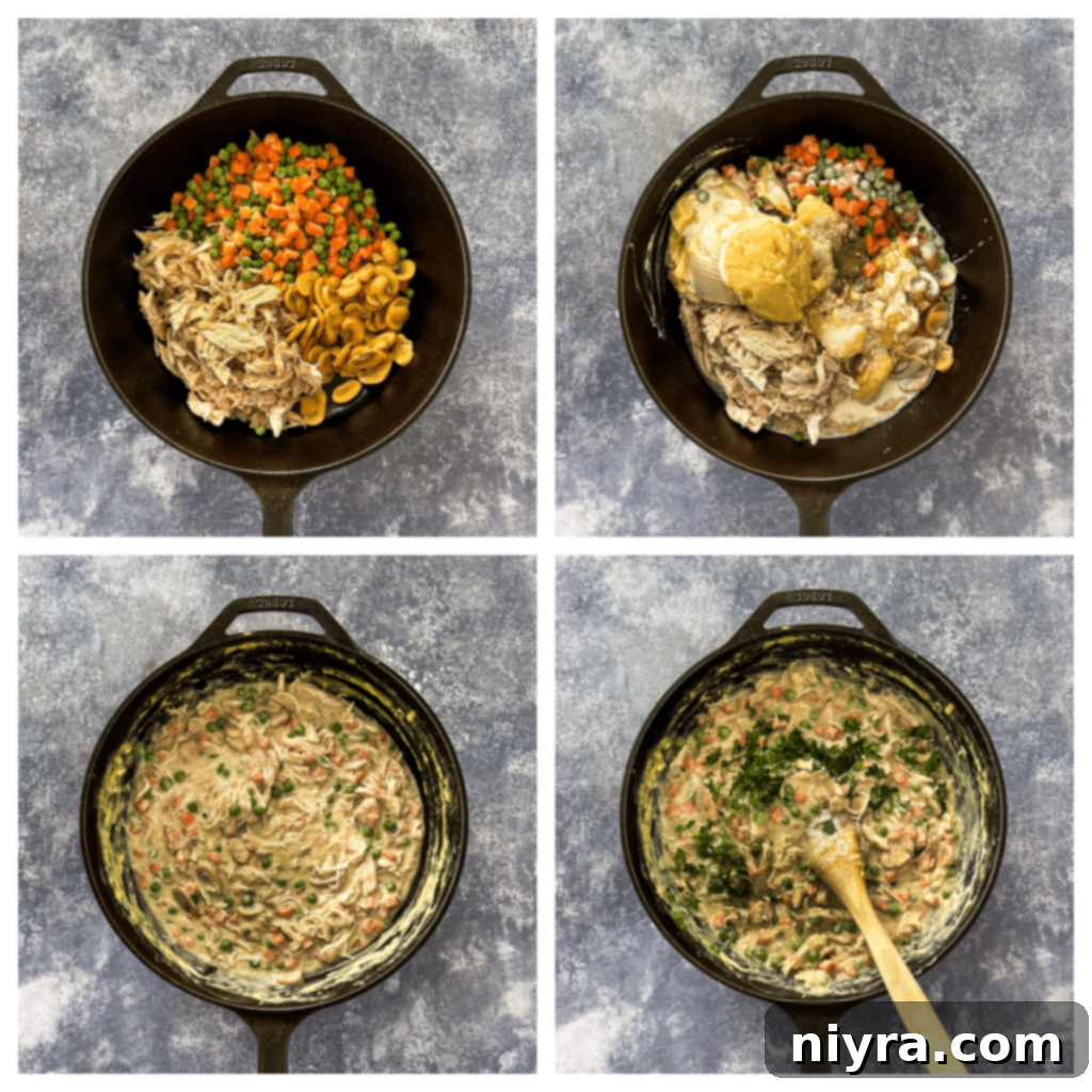 Regal Creamy Chicken Delight 6 Step-by-step instructions for making Chicken à la King with ingredients shown.