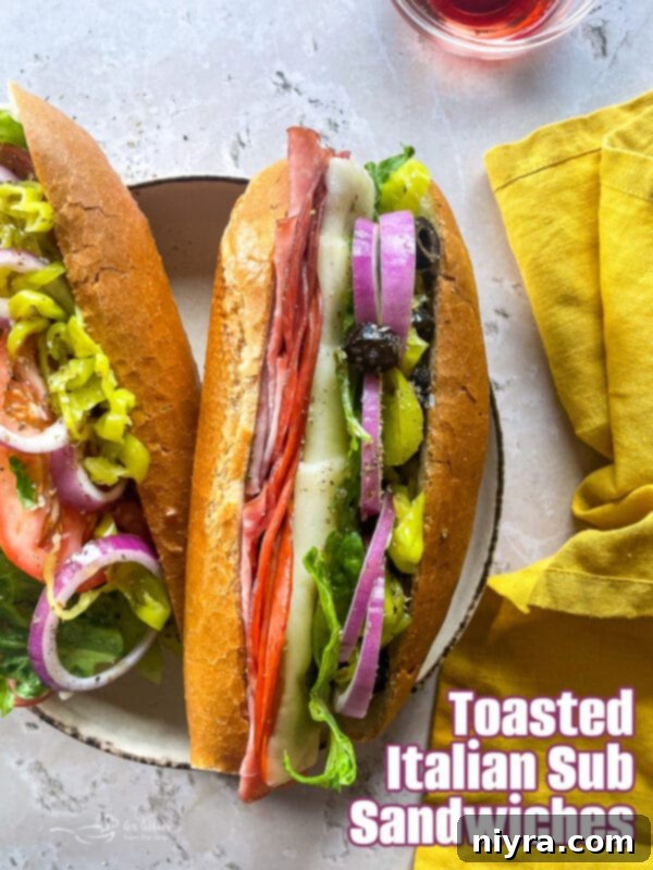 Hero shot of Toasted Italian Sub Hoagies, beautifully arranged