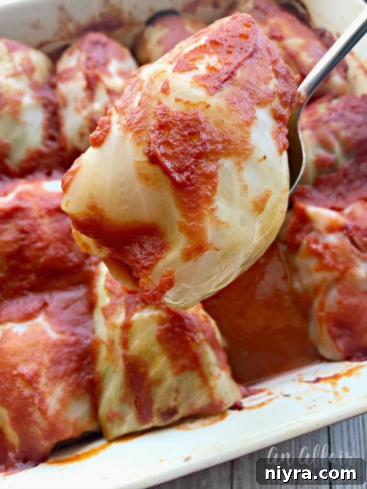 spooning a Stuffed Cabbage Roll