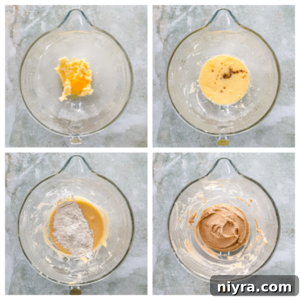 Creaming butter and sugar together in a mixing bowl for the cake batter