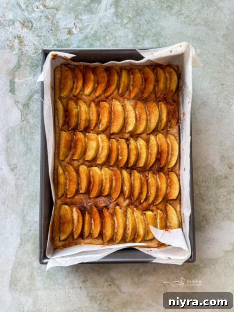 Baked Apple Kuchen cooling, ready for the glaze