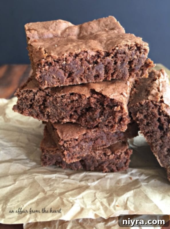 Freshly baked Old Fashioned Brownies on a cooling rack