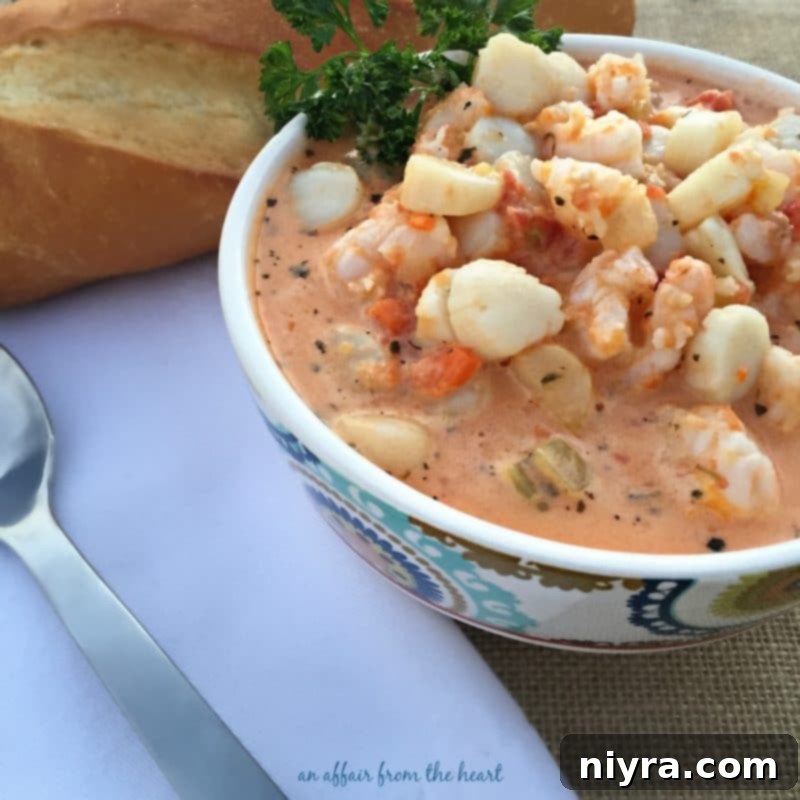 Another perspective of Creamy Tomato Seafood Bisque