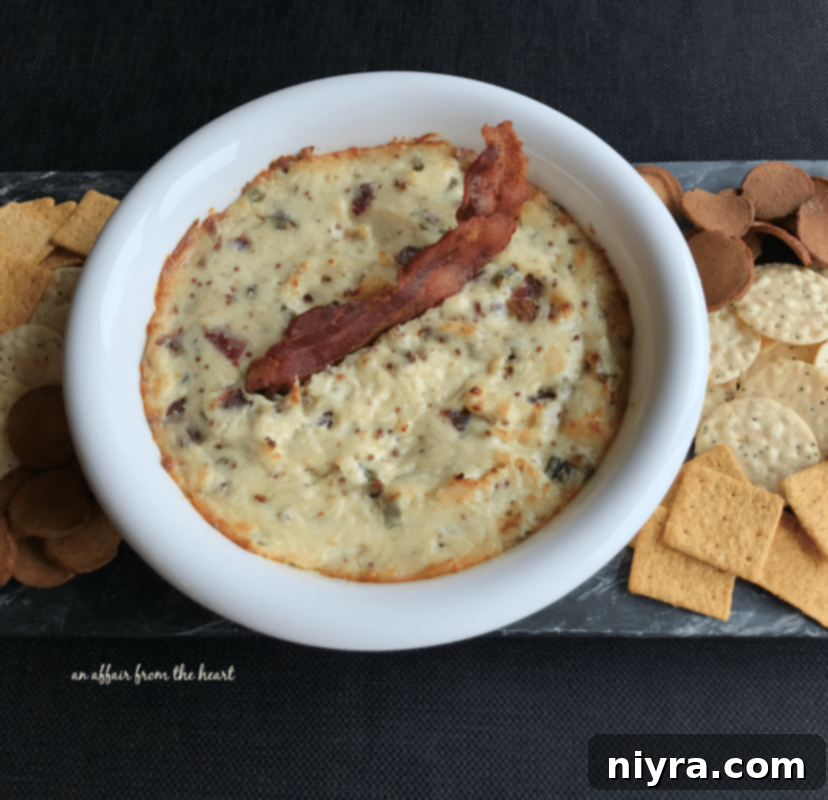 Hot Bacon and Swiss Dip 9 Hot Bacon & Swiss Dip with a variety of dippers