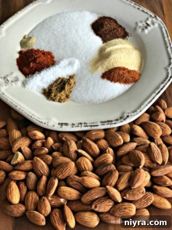 Smoky Heat Almonds 5 Bowl of dry spices mixed for the almond coating.