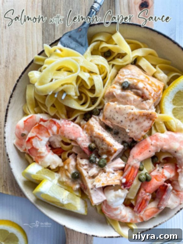 Pan-Seared Salmon and Shrimp in Lemon Caper Sauce 13 Graphic for salmon with caper sauce