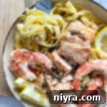 Pan-Seared Salmon and Shrimp in Lemon Caper Sauce 15 Pasta with shrimp and salmon with lemon