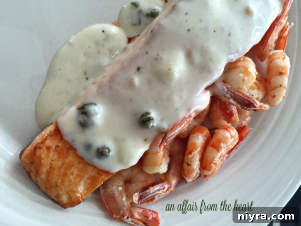 Pan-Seared Salmon and Shrimp in Lemon Caper Sauce 16 Salmon & Shrimp with Lemon Caper Sauce