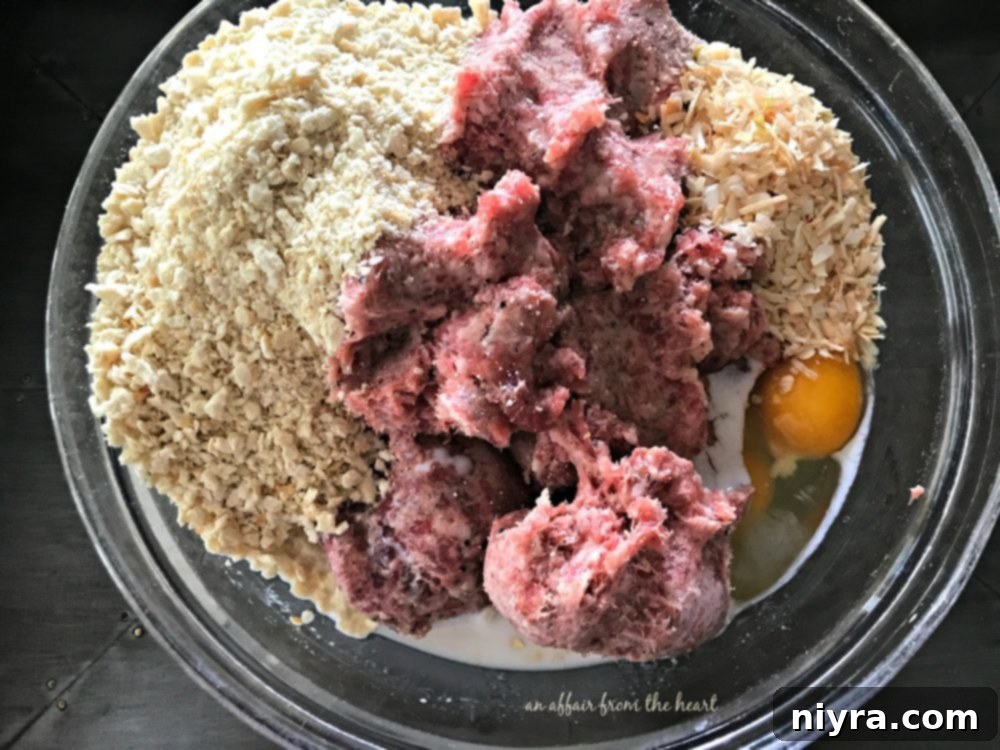 Ingredients being mixed for Pork Sausage Meatloaf