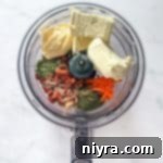 Loaded Bacon Veggie Sandwich Spread 15 Sandwich spread ingredients in a food processor before blending