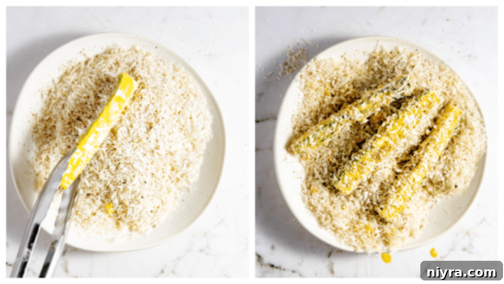 Crispy Air Fryer Zucchini 11 Zucchini fry being dipped in egg wash