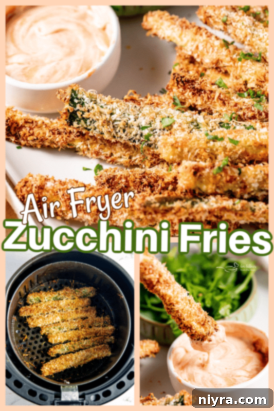 Crispy Air Fryer Zucchini 15 Delicious air fryer zucchini fries ready to be dipped.