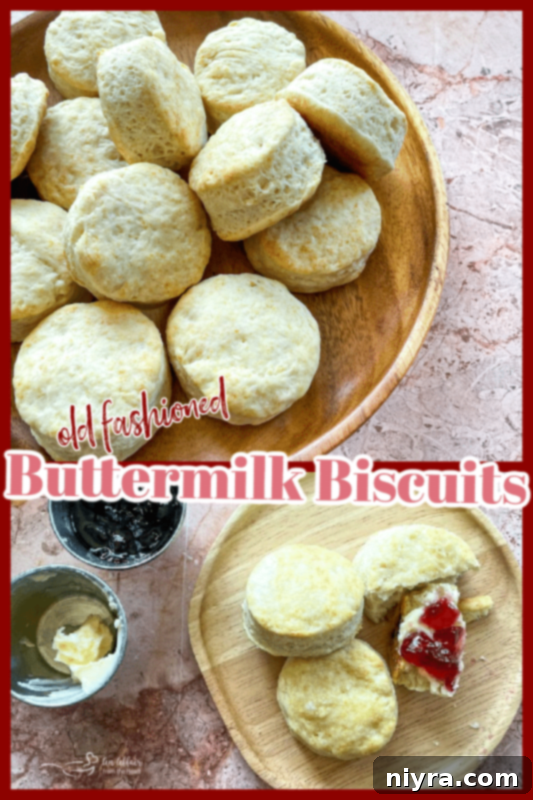 Fluffy Buttermilk Biscuits 13 Buttermilk biscuits displayed with a decorative overlay