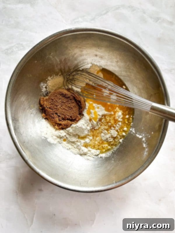 Dry ingredients for crumb crust in a bowl