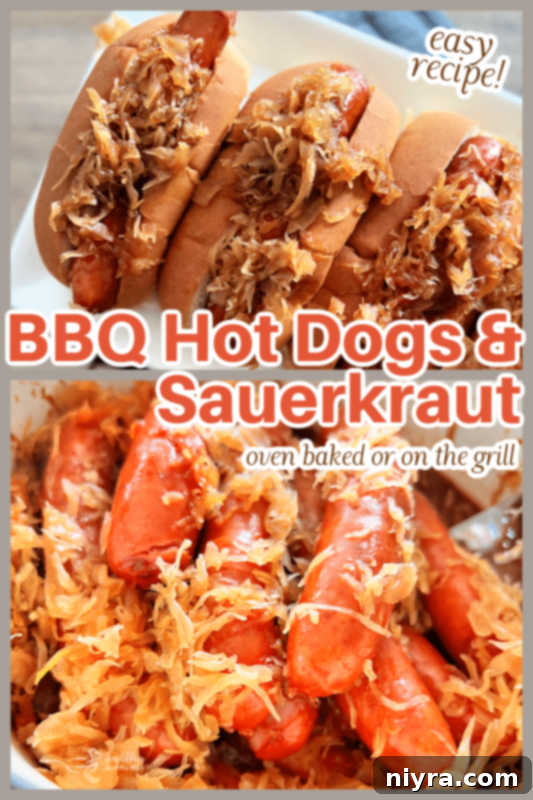 BBQ Hot Dogs with Sauerkraut in a pot