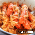 BBQ Hot Dogs & Sauerkraut in a pot